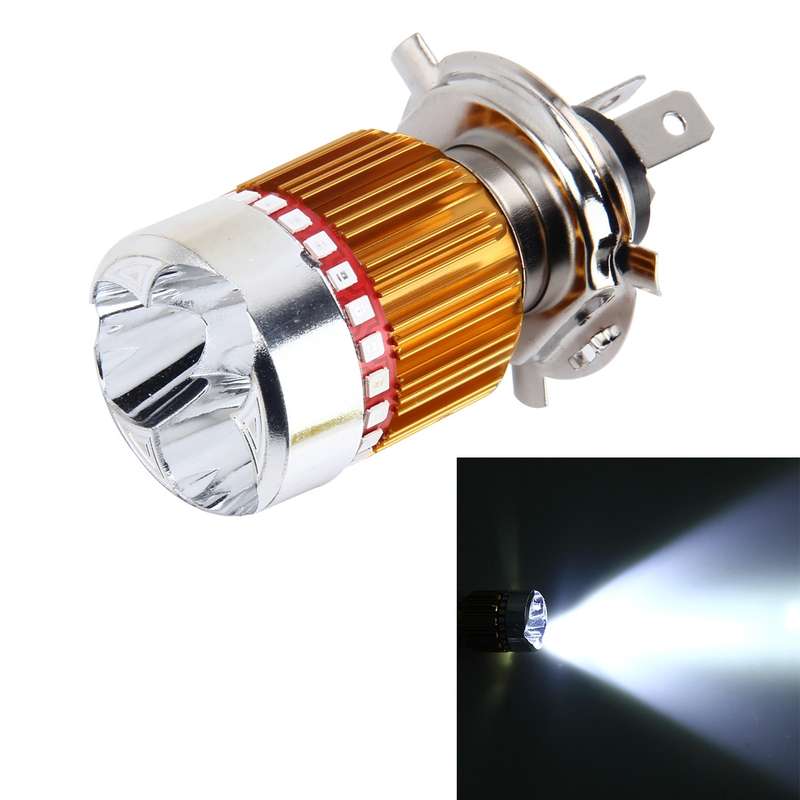 H4 9W 900 LM 6000K Static + Strobe Light Motorcycle Headlight Lamp with 3 COB White Light Lamps and