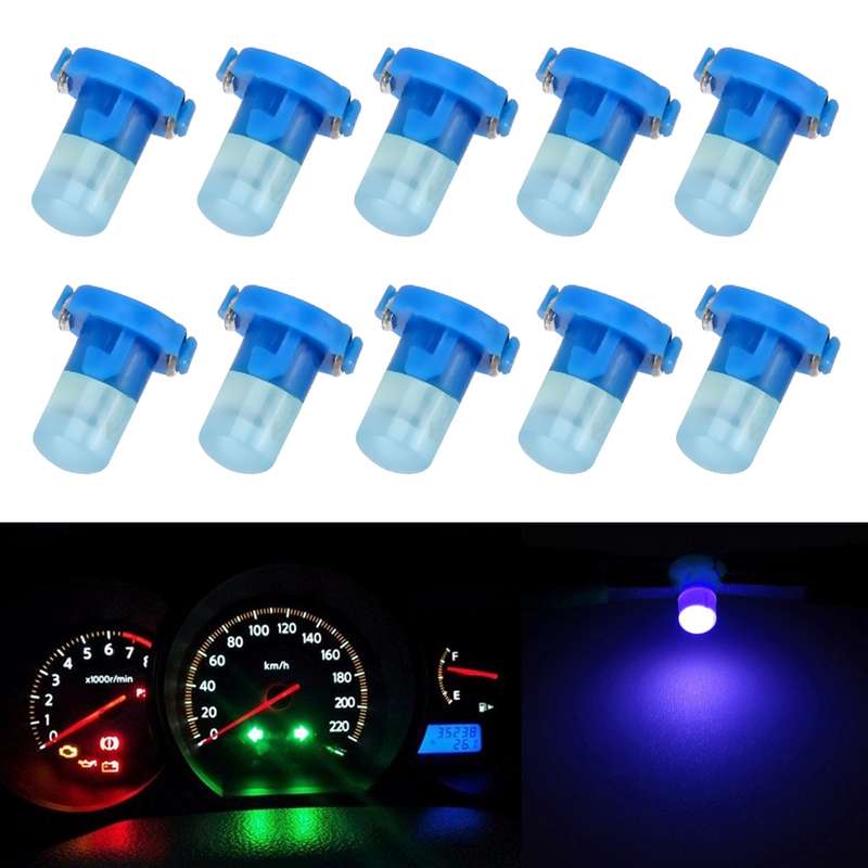 10 PCS 2W T3 Wedge Instrument Panel LED Light Dashboard Gauge Cluster Indicator Lamp Bulb(Blue Light
