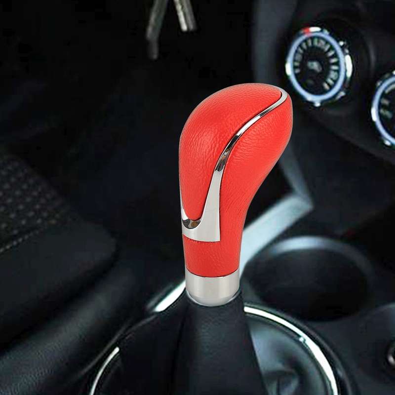 Universal Car PU Leather and Metal Gear Shift Knob Modified Auto Car Transmission Shift Lever Knob(R