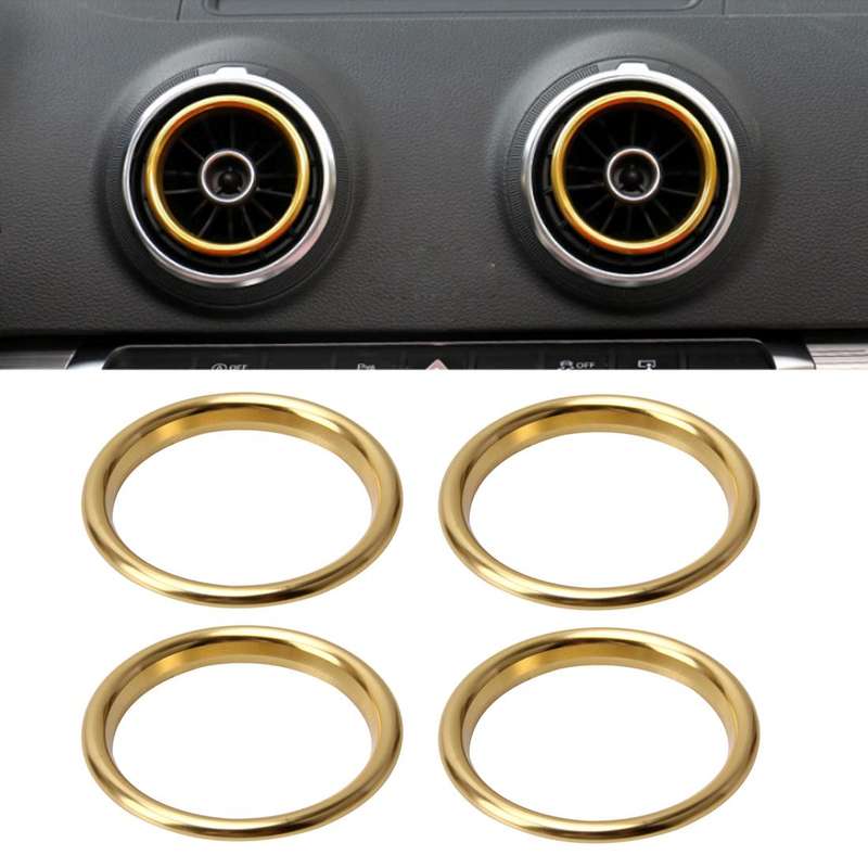 4 PCS Car Outlet Decorative Rings Aluminum Alloy Air Outlet Chrome Trim Ring Car Dashboard Air Vent