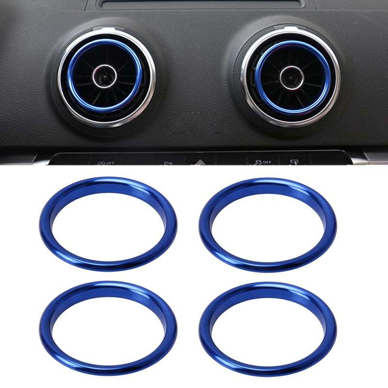 4 PCS Car Outlet Decorative Rings Aluminum Alloy Air Outlet Chrome Trim Ring Car Dashboard Air Vent