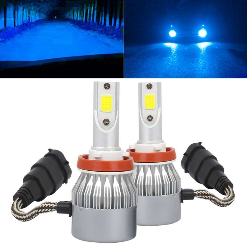 2 PCS H8/H9/H11 18W 1800 LM 8000K IP68 Casnbus Constant Current Car LED Headlight with 2 COB Lamps,