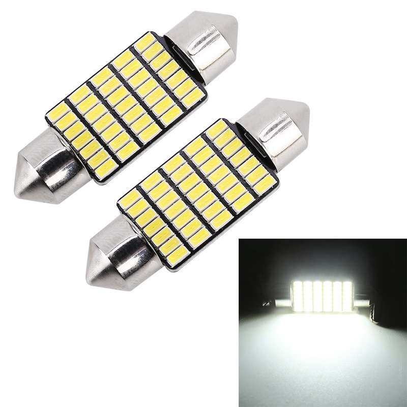 2 PCS 36mm DC12V / 1.2W / 6000K / 80LM 33LEDs SMD-3014 Car License Plate Light / Dome Light, with De