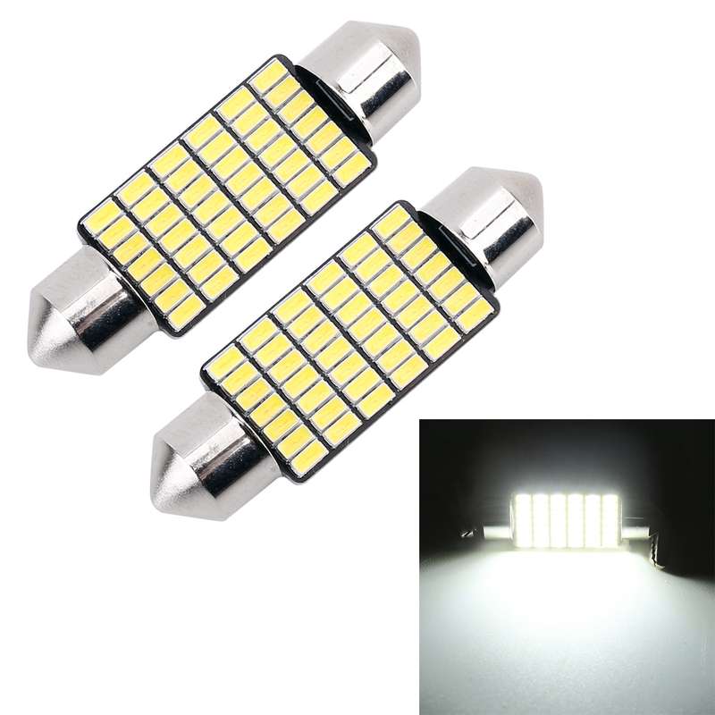 2 PCS 39mm DC12V / 1.2W / 6000K / 80LM 42LEDs SMD-3014 Car License Plate Light / Dome Light, with De