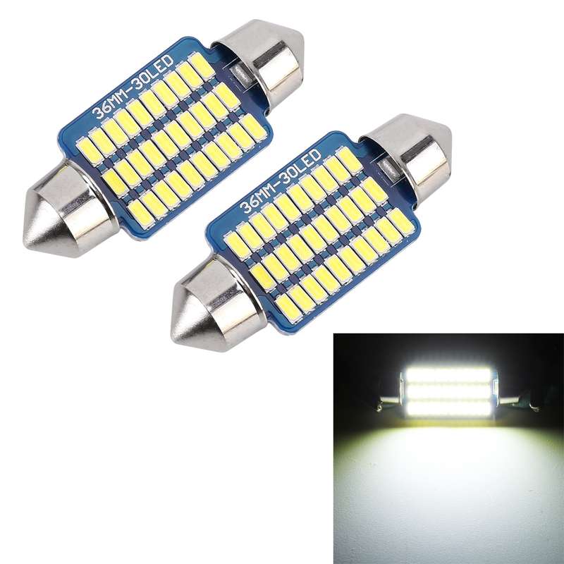 2 PCS 36mm DC12V / 1.5W / 6000K / 100LM 30LEDs SMD-3014 Car License Plate Light / Dome Light, with D