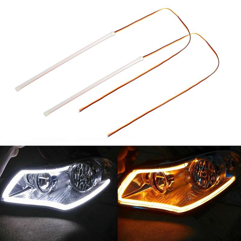 2 PCS 30cm DC12V 3.2W Ultra-thin Car Auto Double Colors Turn Lights / Running Lights (Turn Lights: Y