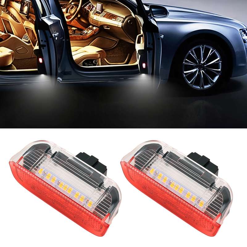 2 PCS LED Car DC 12V 1.6W Door Lights Lamps 18LEDs SMD-3528 Lamps for Volkswagen Golf 5 / 6, White L