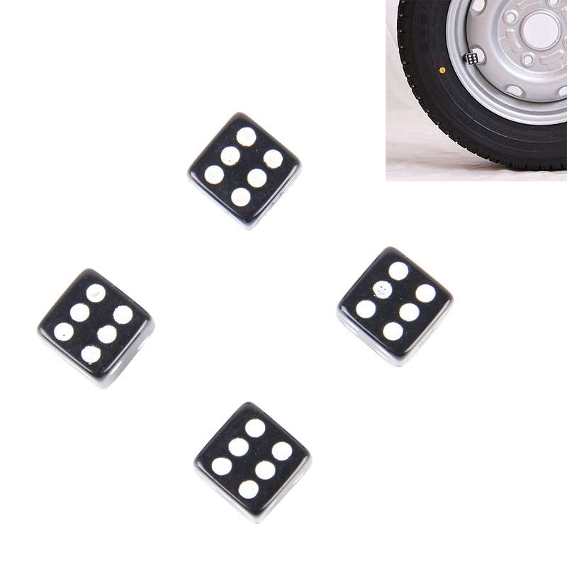 4 PCS Plastic Plated Dice Shape Universal Tire Valve Stem Cap(Black)