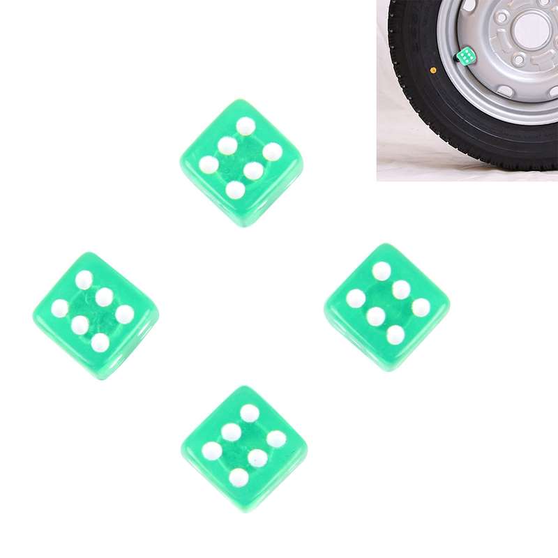 4 PCS Plastic Plated Dice Shape Universal Tire Valve Stem Cap(Black)
