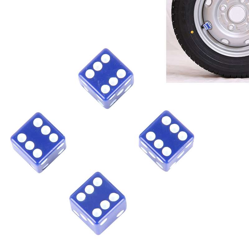 4 PCS Plastic Plated Dice Shape Universal Tire Valve Stem Cap(Black)