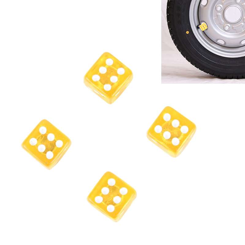 4 PCS Plastic Plated Dice Shape Universal Tire Valve Stem Cap(Black)
