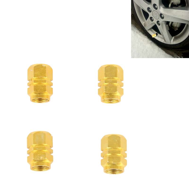 4PCS SA Metal Plated Hexagon Shape Universal Tire Valve Stem Cap(Silver)