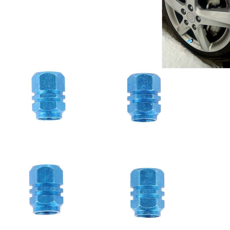 4PCS SA Metal Plated Hexagon Shape Universal Tire Valve Stem Cap(Silver)