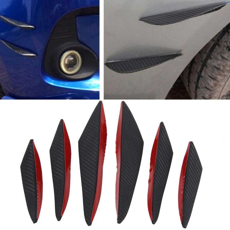 6 PCS Universal Carbon Fiber Style Car Front Bumper Body Spoiler Lip Splitter Protector Bar Strip Gu
