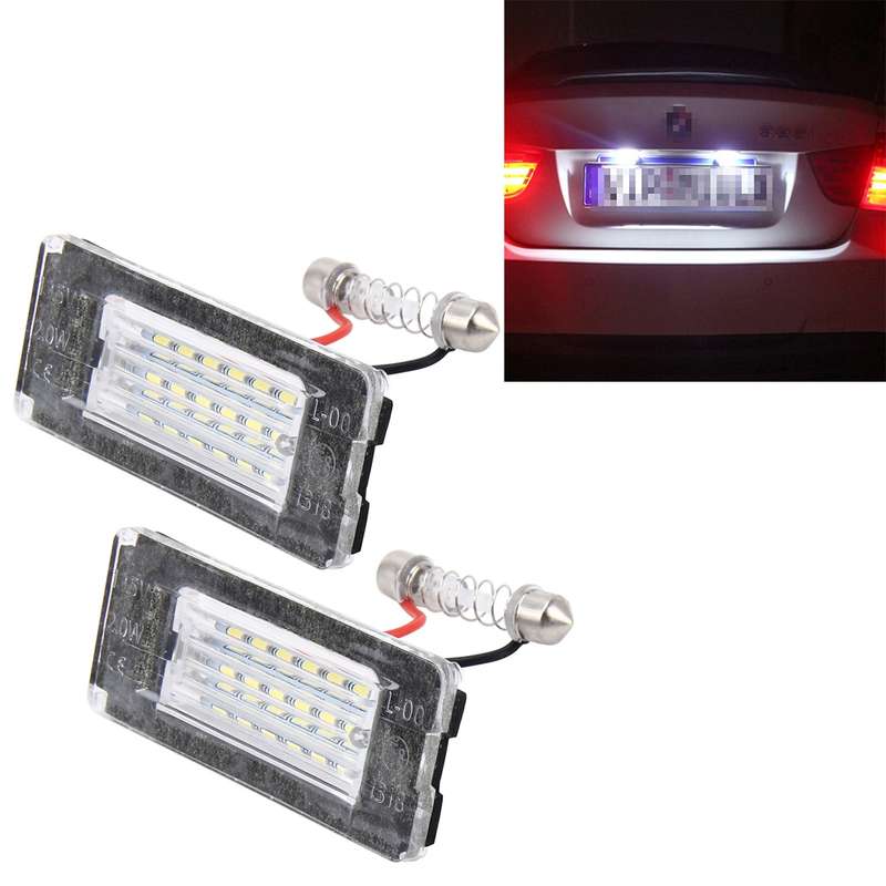 2 PCS License Plate Light with 18 SMD-3528 Lamps for BMW MINI R56,2W 120LM,6000K, DC12V (White Ligh