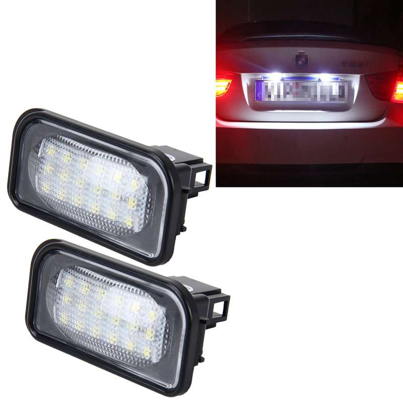 2 PCS License Plate Light with 18 SMD-3528 Lamps for Mercedes-Benz W203 4D ,2W 120LM 6000K, DC12V,