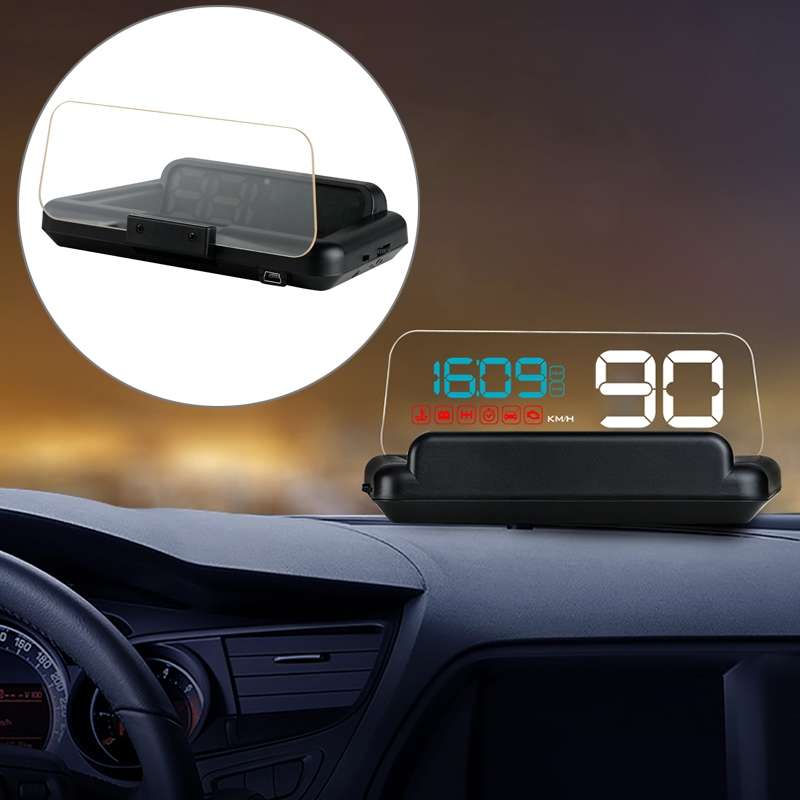 C500 Car HUD Virtual HD Projection Head-up Display, With Adjustable Reflection Board, Speed & RPM &