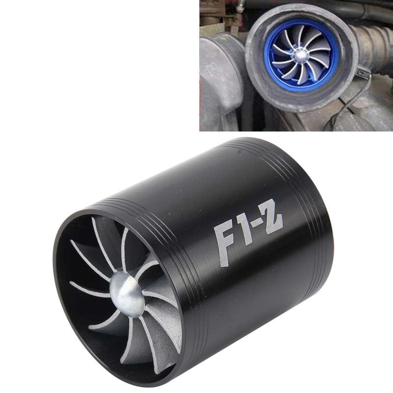 F1-Z Car Stainless Universal Supercharger Dual Double Turbine Air Intake Fuel Saver Turbo Turboing C