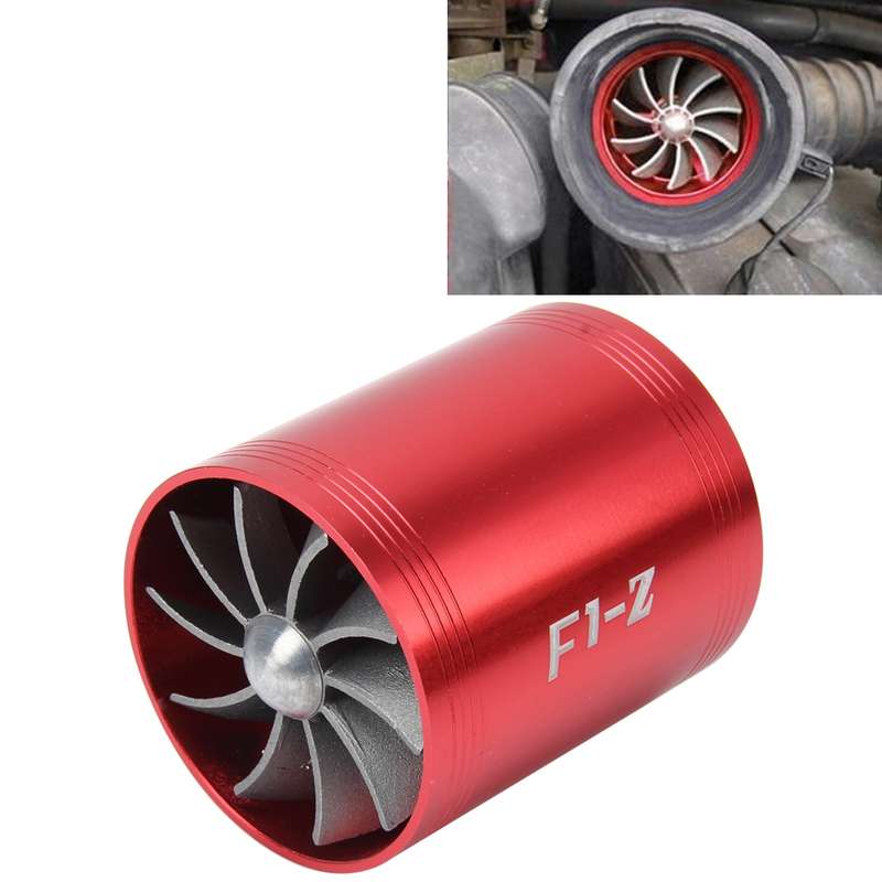 F1-Z Car Stainless Universal Supercharger Dual Double Turbine Air Intake Fuel Saver Turbo Turboing C