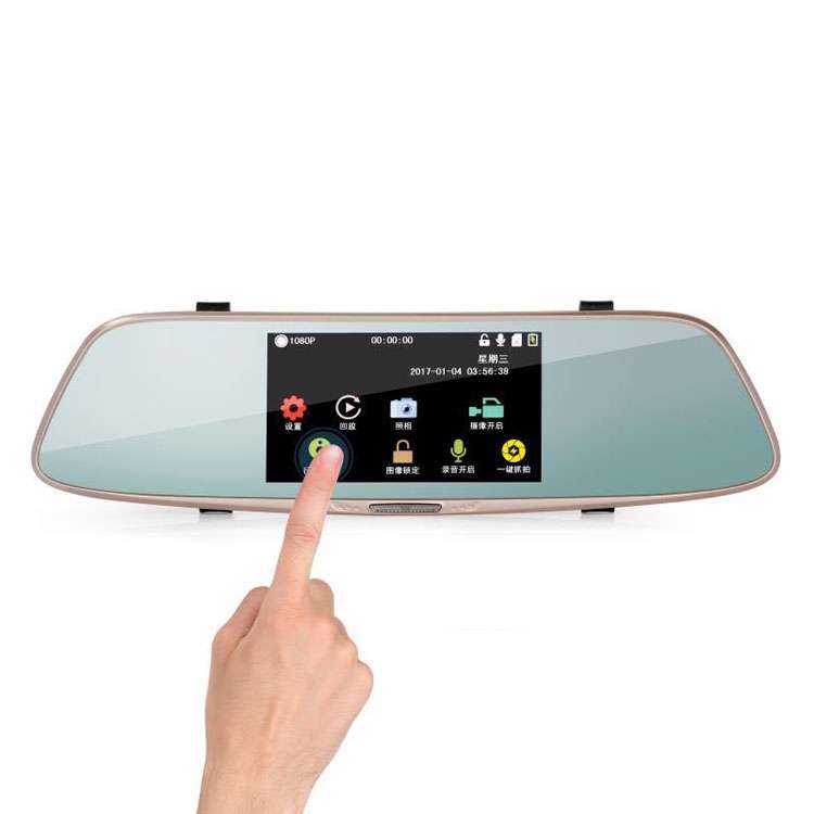5 inch IPS Touch Screen Rear View Mirror Car Recorder with Dual Channel 720P Car Black Box, Separate
