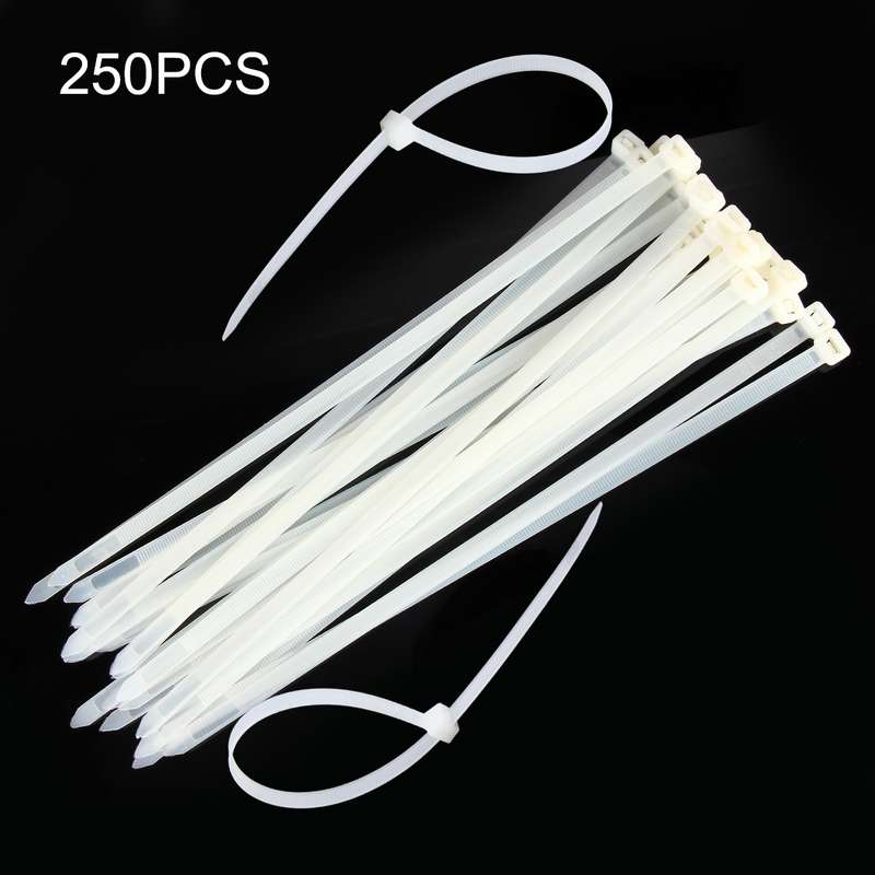 250 PCS 8mm*300mm Nylon Cable Ties(Black)