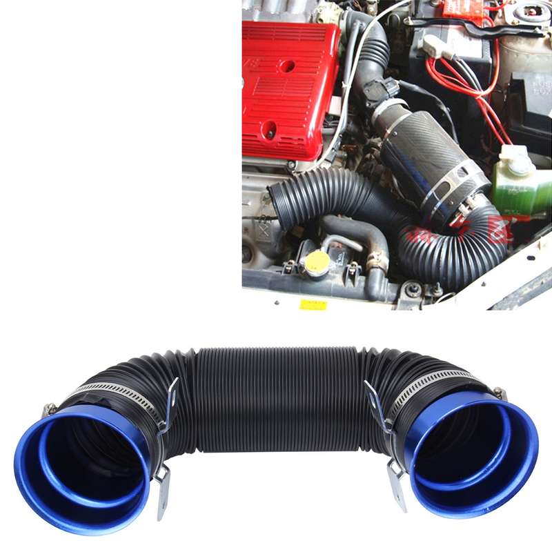 Car Auto Universal Tube Air Filter Adjustable Cold Air Injection Intake System Pipe Without Air Filt