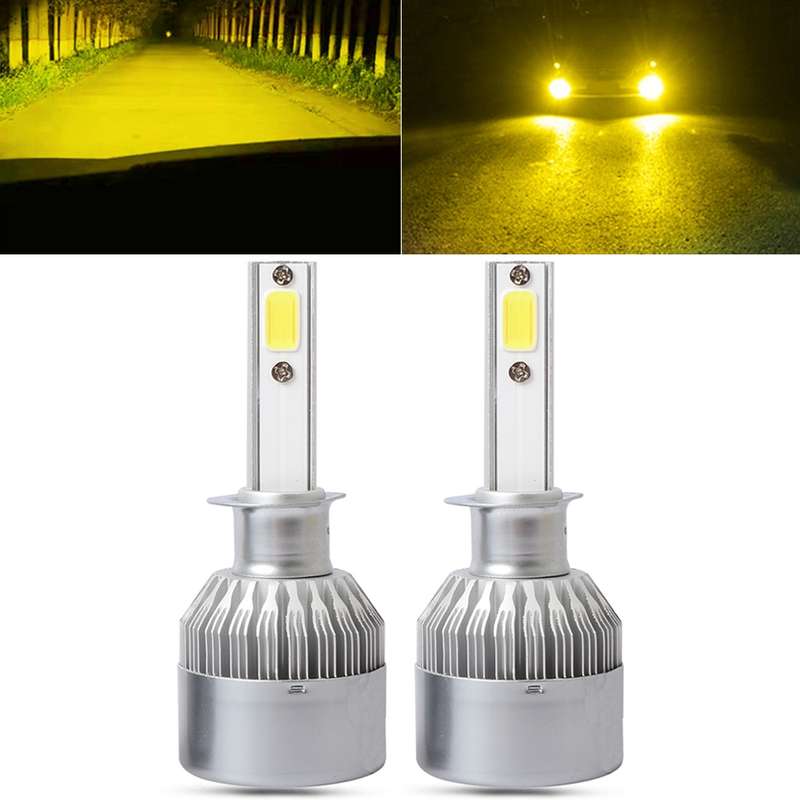 2 PCS H1 18W 1800 LM 8000K IP68 Canbus Constant Current Car LED Headlight with 2 COB Lamps, DC 9-36