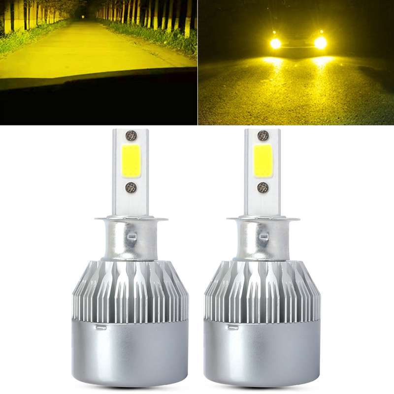 2 PCS H3 18W 1800 LM 8000K IP68 Canbus Constant Current Car LED Headlight with 2 COB Lamps, DC 9-36