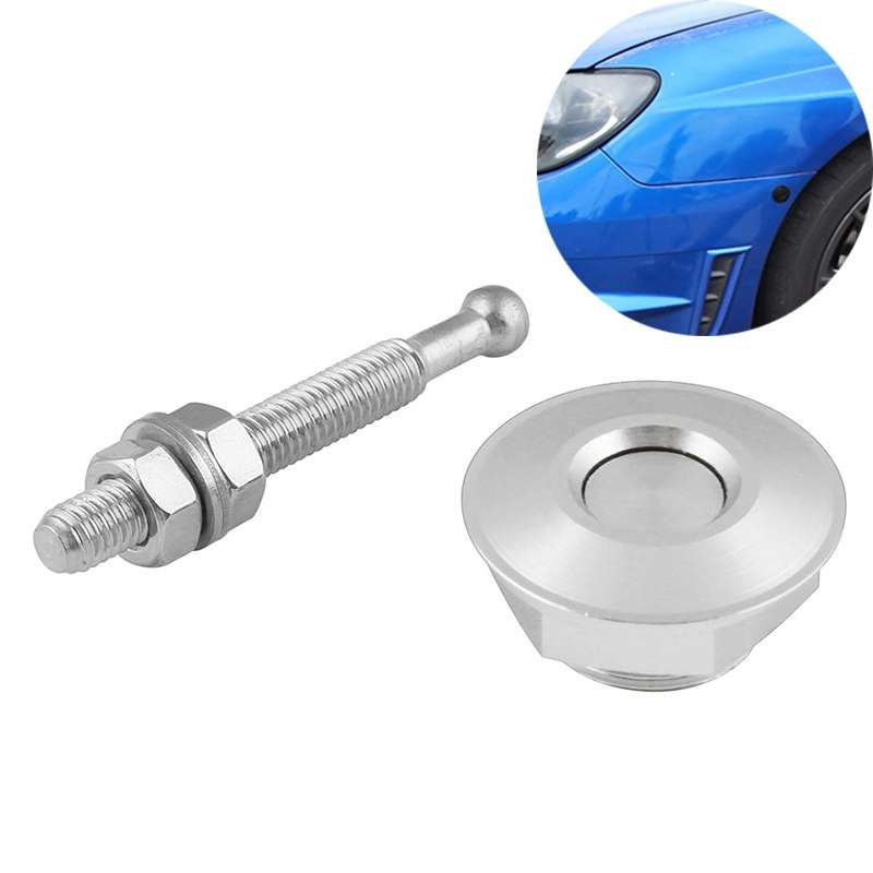 Car Mini Stainless Steel Quick-pins Push Button Billet Hood Pins Lock Clip Kit (Silver)
