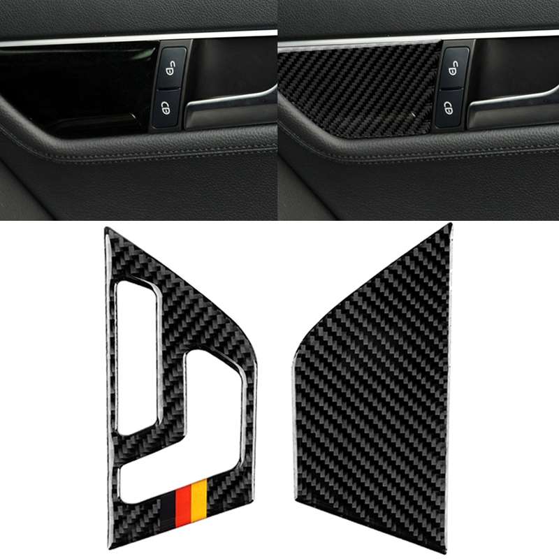 2 PCS German Flag Car Carbon Fiber Left Drive Seat Adjustment Panel Decorative Sticker for Mercedes-