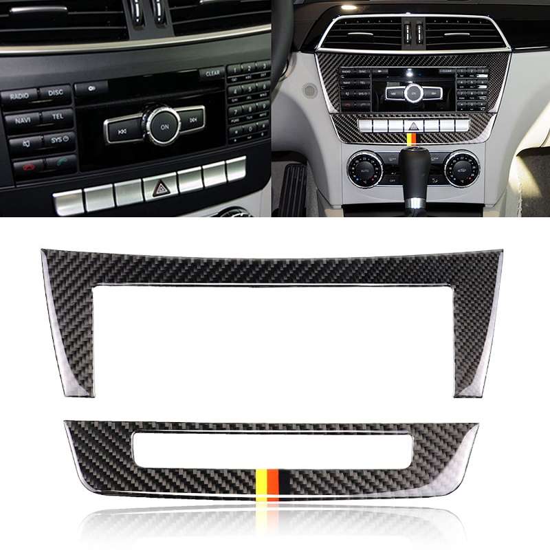 Car German Flag Carbon Fiber Central Control CD Panel Decorative Sticker for Mercedes-Benz W204 2011