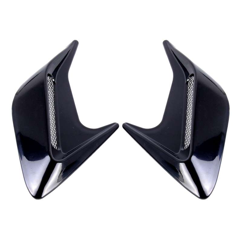 2PCS Plastic Decorative Air Flow Intake Turbo Bonnet Hood Side Vent Grille Cover With Self-adhesive