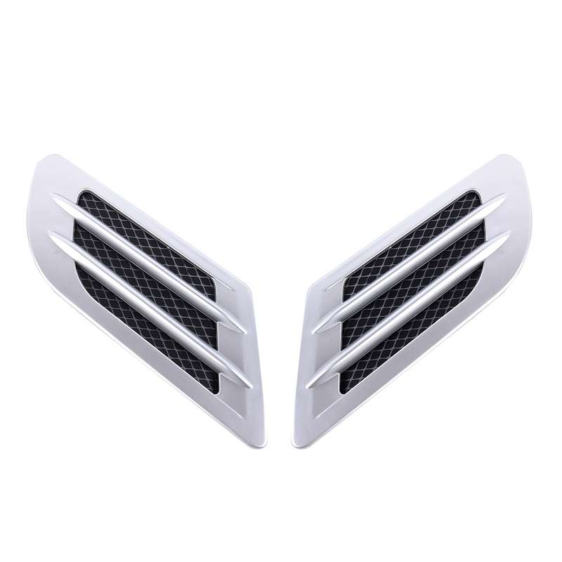 2 PCS Euro Style Plastic Decorative Air Flow Intake Turbo Bonnet Hood Side Vent Grille Cover With Se
