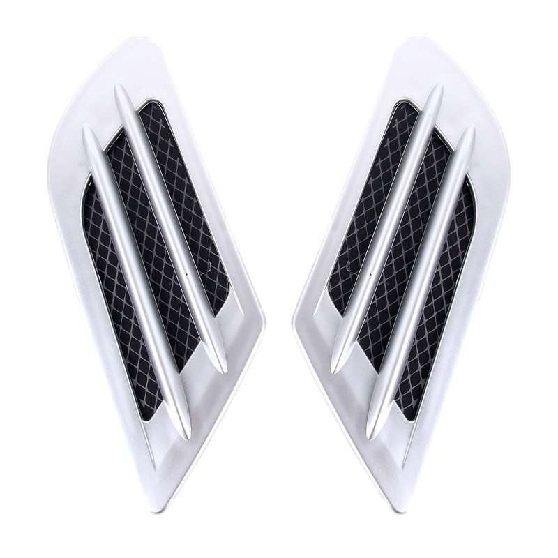 2 PCS Euro Style Plastic Decorative Air Flow Intake Turbo Bonnet Hood Side Vent Grille Cover With Se