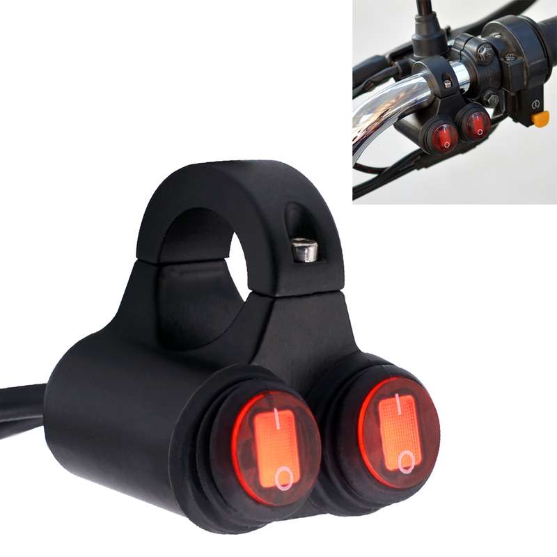 Motorcycle Headlight Auxiliary Light Waterproof Aluminum Alloy Double Flash Switches with Indicator
