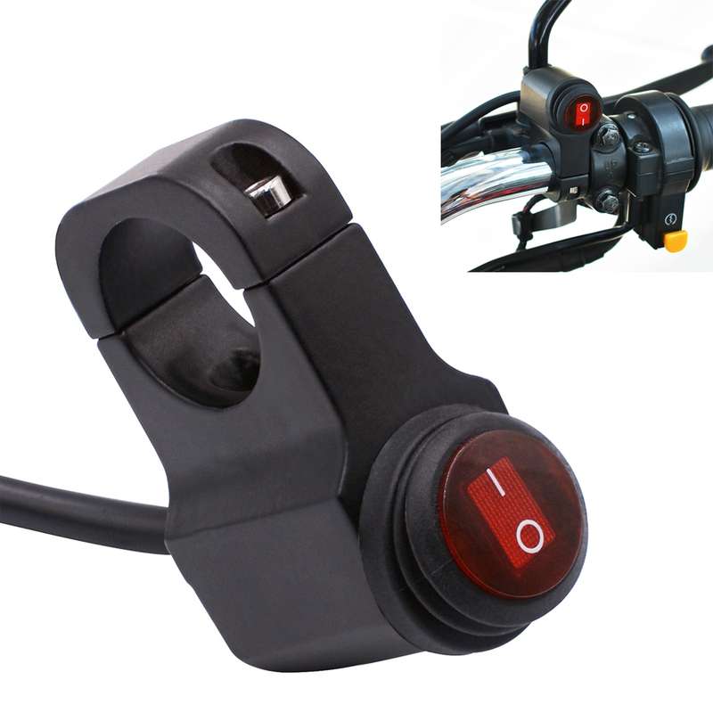Motorcycle Headlight Auxiliary Light Waterproof Aluminum Alloy Single Flash Switches with Indicator