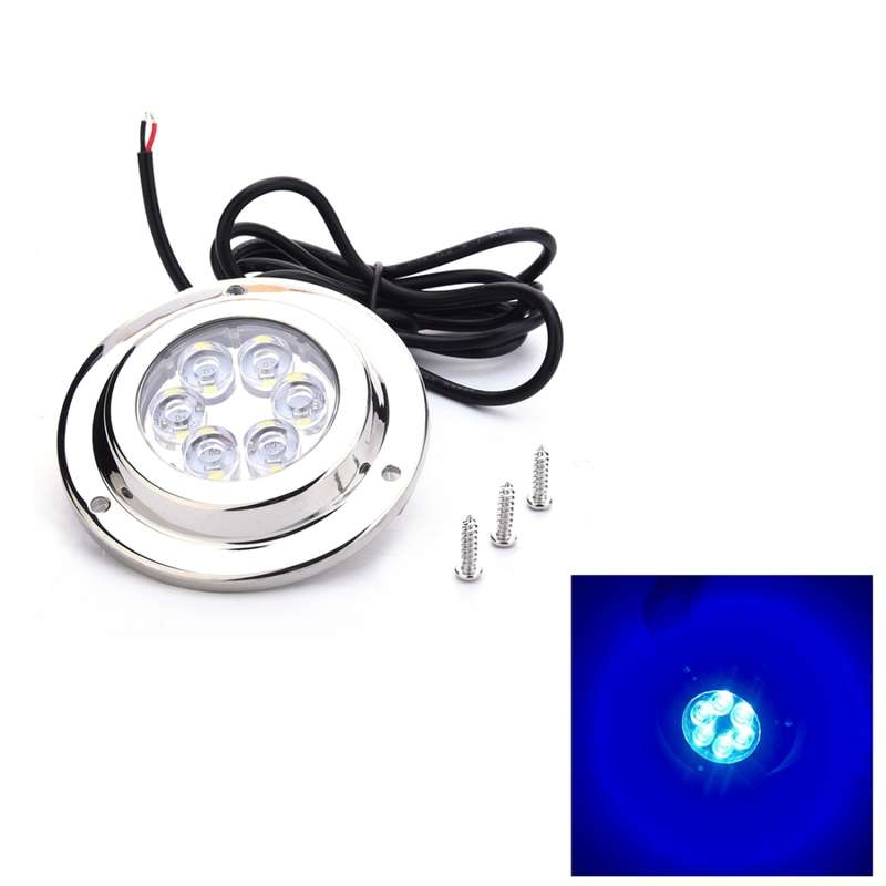 DC 10-30V 12W IP68 316 Stainless 6 LEDs Blue Light Underwater Light Boat High Power Bright for Marin