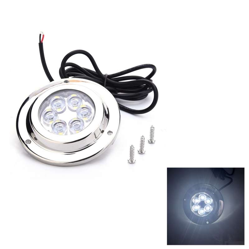 DC 10-30V 12W IP68 316 Stainless 6 LEDs White Light Underwater Light Boat High Power Bright for Mari