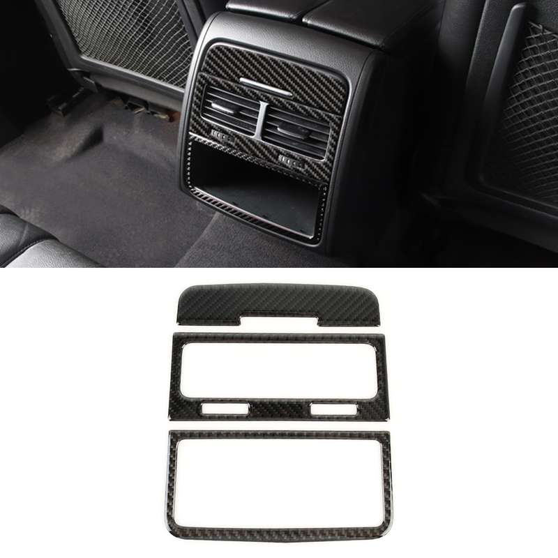 3 PCS Car Carbon Fiber Rear Air Outlet Decorative Sticker for Volkswagen Touareg 2011-2018