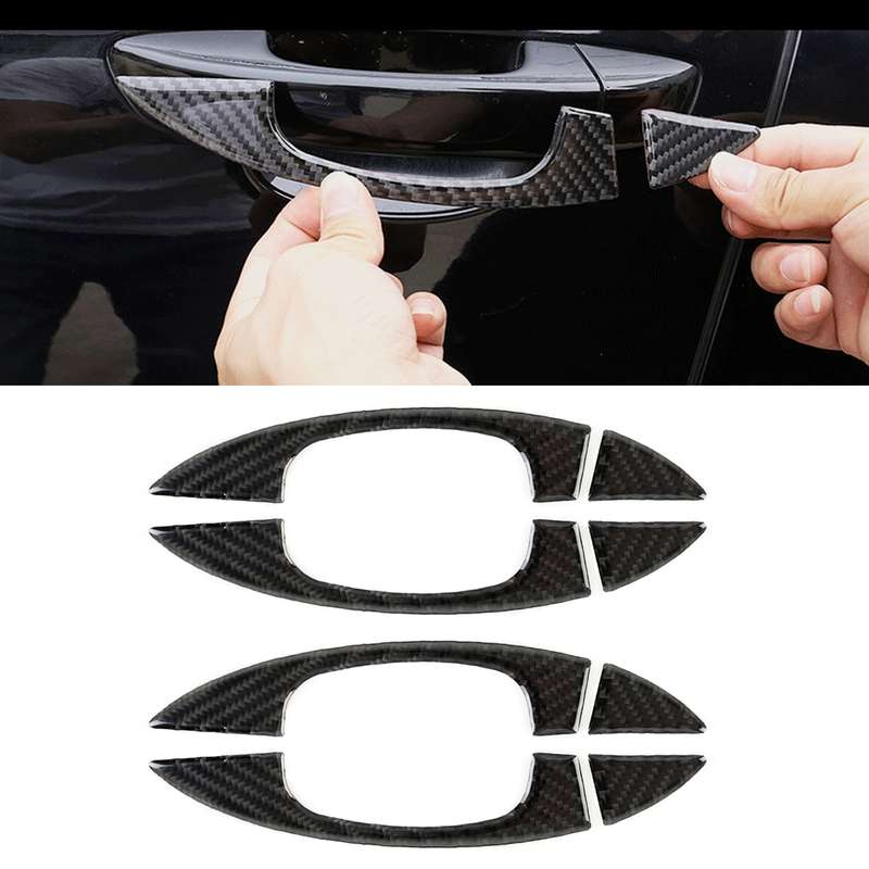 8 PCS Car Carbon Fiber Door Inner and Outer Handle Panel Decorative Sticker for Volkswagen Touareg 2