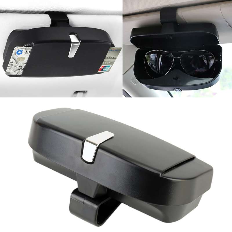 Car Multi-functional Glasses Case Sunglasses Box with Card Slot, Flat Style (Pink)