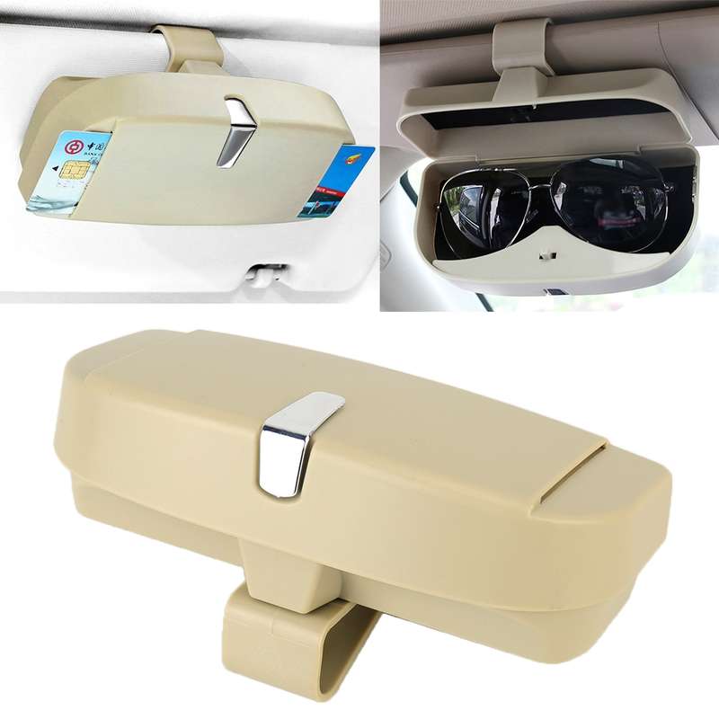 Car Multi-functional Glasses Case Sunglasses Box with Card Slot, Flat Style (Pink)