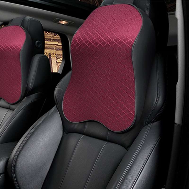 Four Seasons Breathable Memory Foam Car Neck Pillow Polyester Headrest (Black)