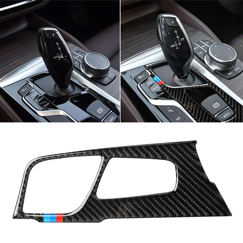 Car Tricolor Carbon Fiber Gear Position Panel Decorative Sticker for BMW 5 Series G38 528Li / 530Li