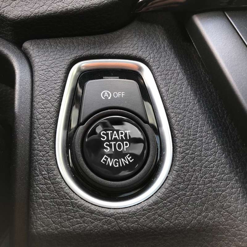 Car Engine Start Key Push Button Cover for BMW G / F Chassis, with Start and Stop (Black)