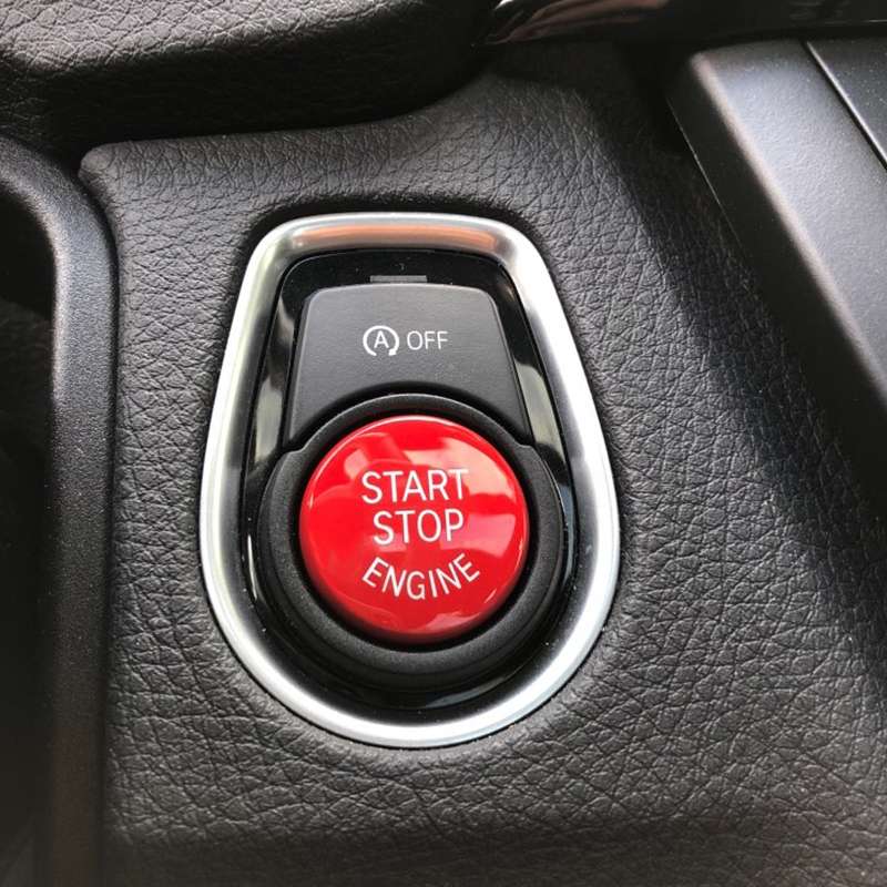 Car Engine Start Key Push Button Cover for BMW G / F Chassis, with Start and Stop (Black)