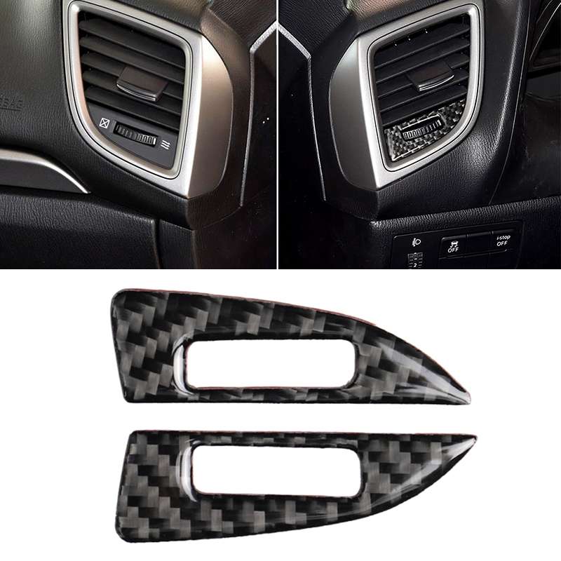 Car Carbon Fiber Air Conditioning Air Outlet Adjustment Frame Decorative Sticker for Mazda Axela 201
