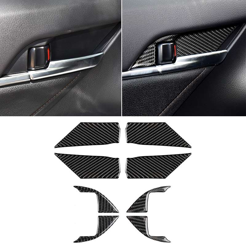 8 in 1 Car Carbon Fiber Door Inner Handle Wrist Panel Decorative Sticker for Toyota Eighth Generatio