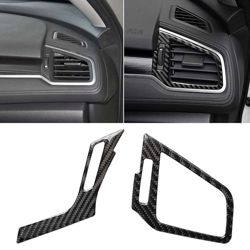 Car Carbon Fiber Right and Left Air Outlet Decorative Sticker for Honda Tenth Generation Civic 2016-