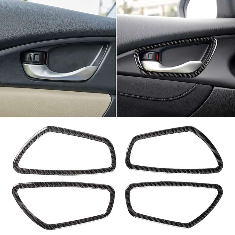 4 PCS Car Carbon Fiber Door Inner Wrist Frame Decorative Sticker for Honda Tenth Generation Civic 20